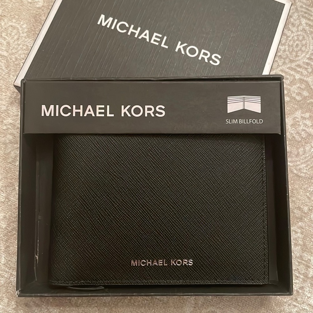 Brand New Michael Kors Genuine Leather Slim Billfold Black Men’s Andy Wallet - Picture 13 of 13